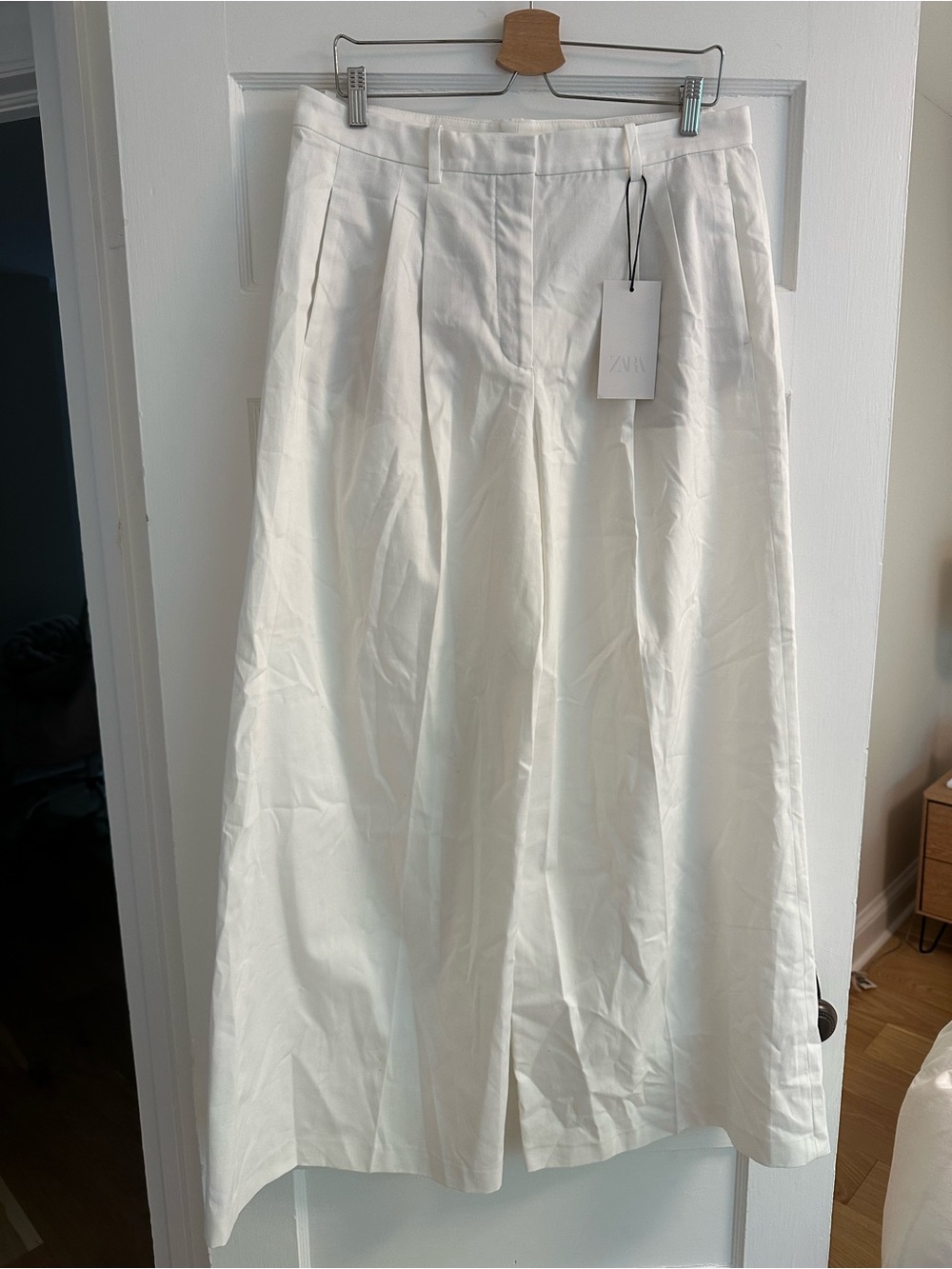 Zara White wide Leg pants white
